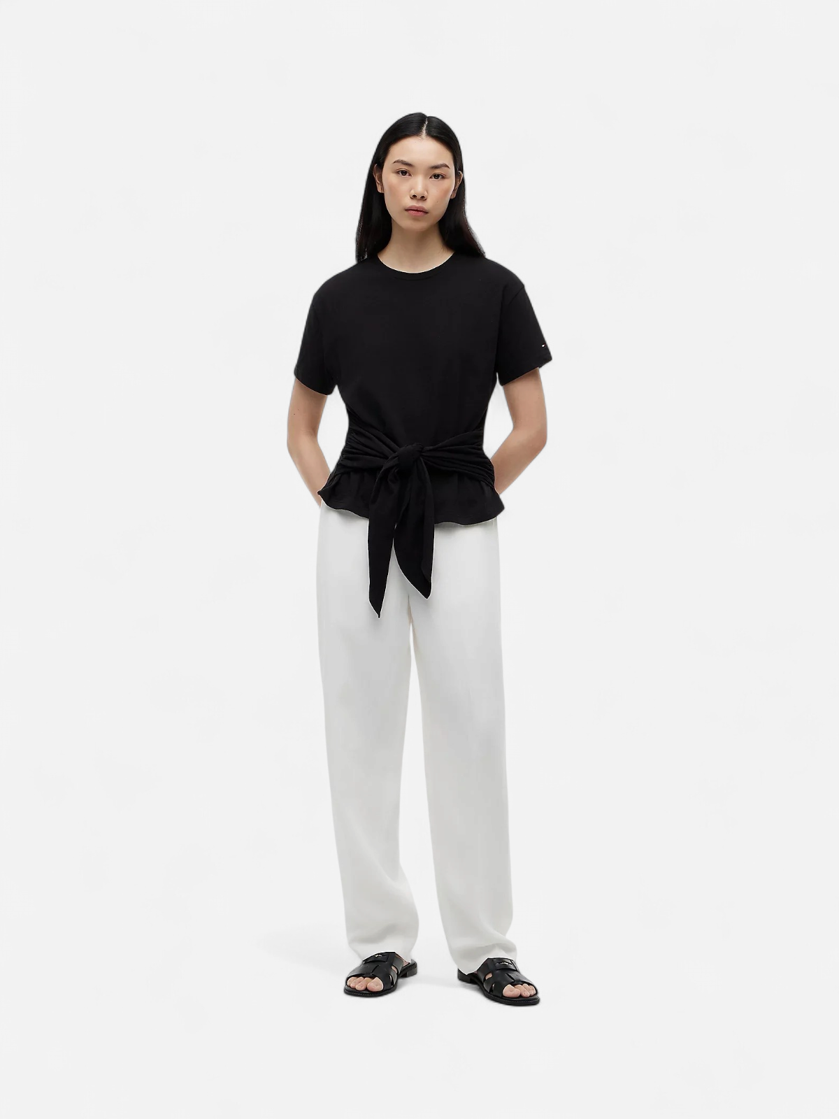Tommy Hilfiger naisten t-paita CO Slub Knot SS Tee, musta - Kekäle.fi
