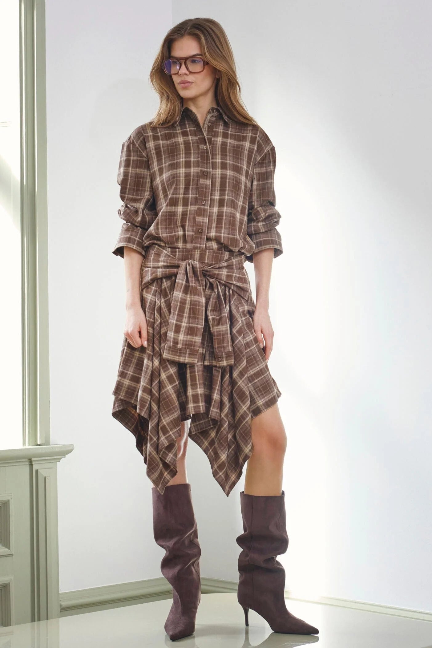 Co’Couture hame DagnyCC Check Tie Skirt, ruskea ruutu