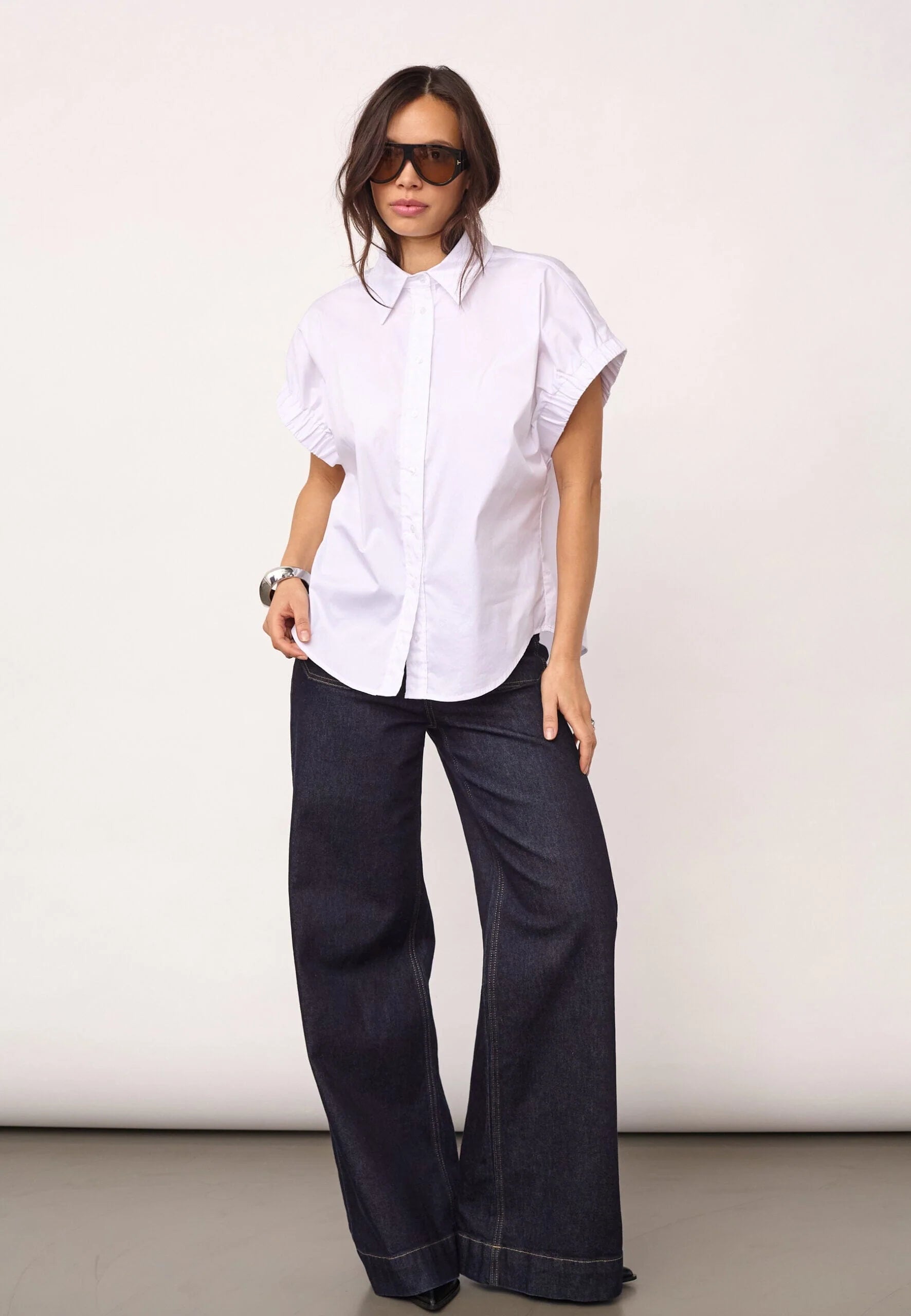 Co’Couture naisten paitapusero Poppycc Elastic Cuff SS Shirt, valkoinen