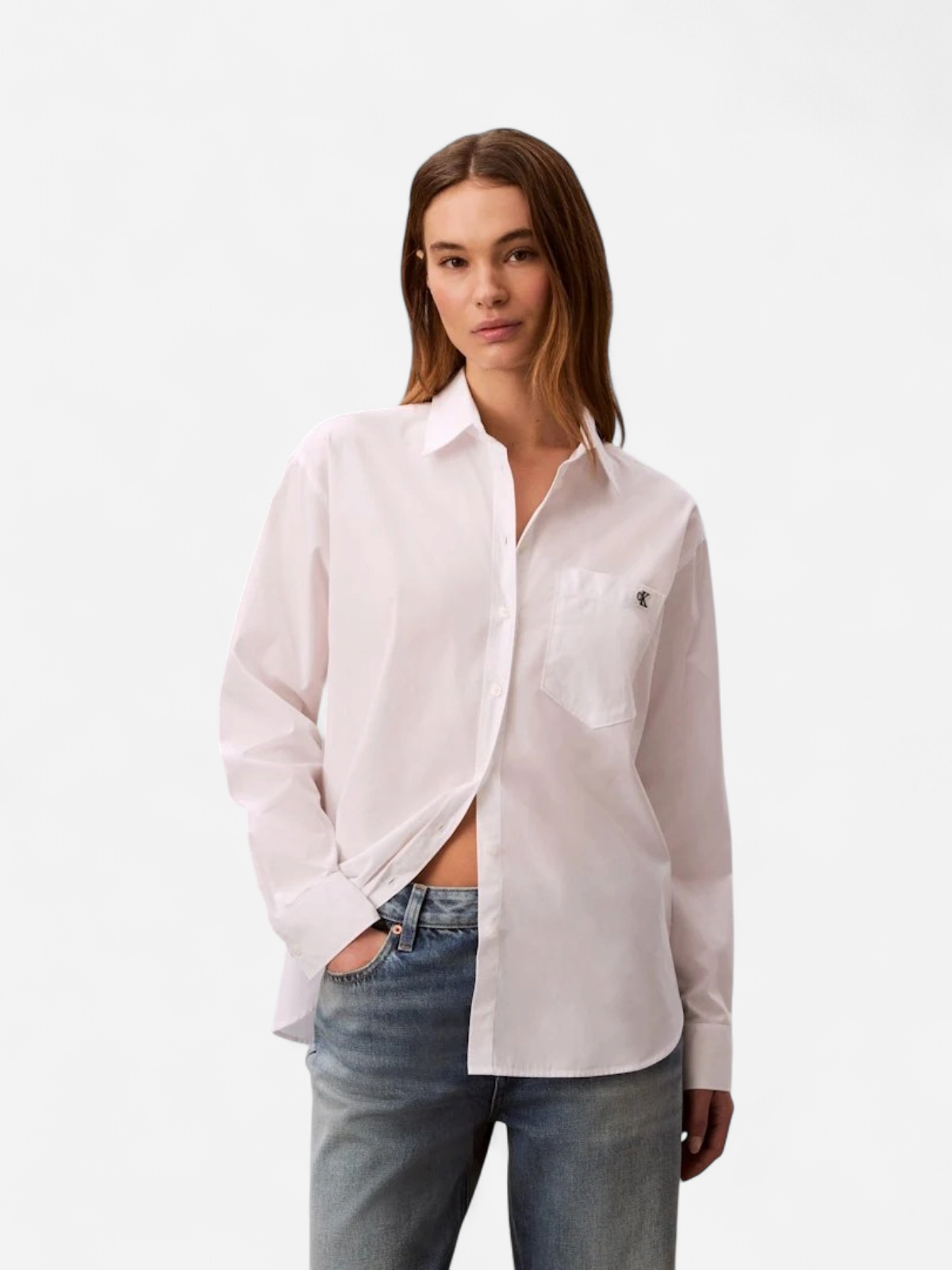 Calvin Klein Jeans naisten paitapusero Cotton Poplin Relaxed Shirt, valkoinen - Kekäle.fi
