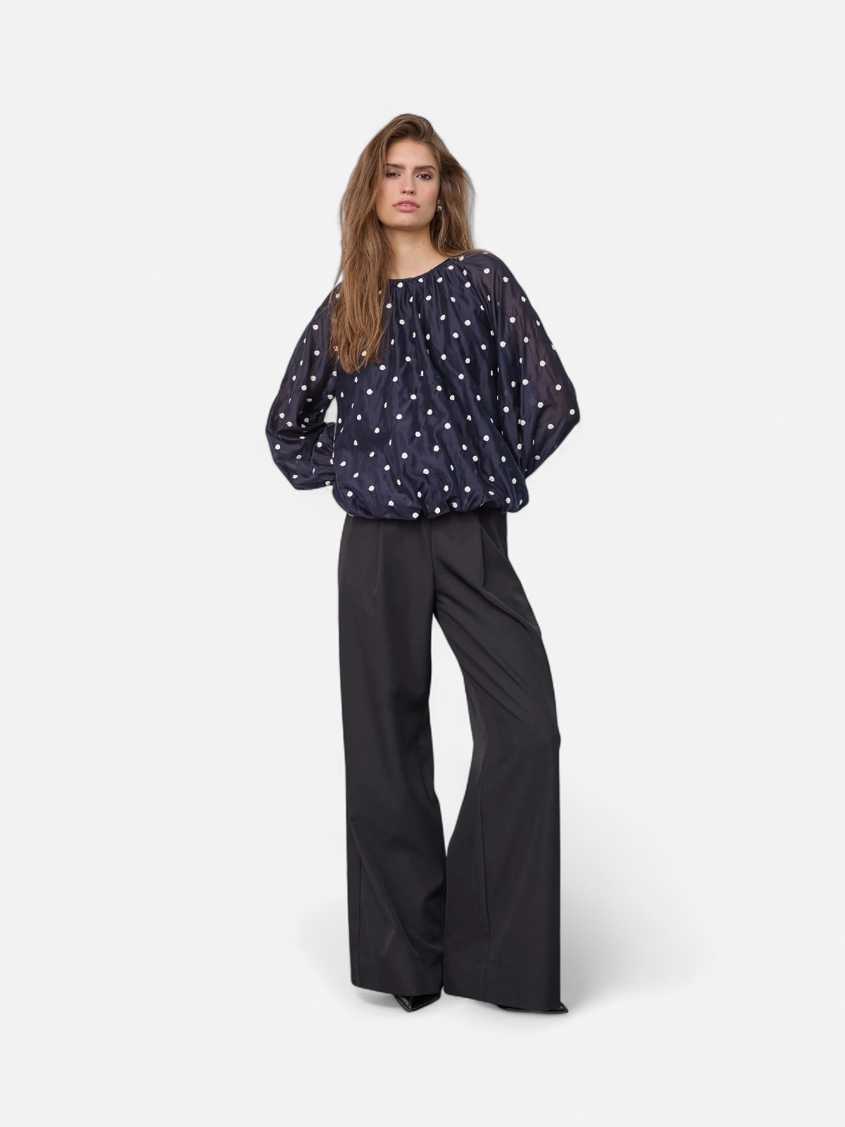 Co’Couture naisten paitapusero DitaCC Dot Balloon Blouse, tummansininen - Kekäle.fi
