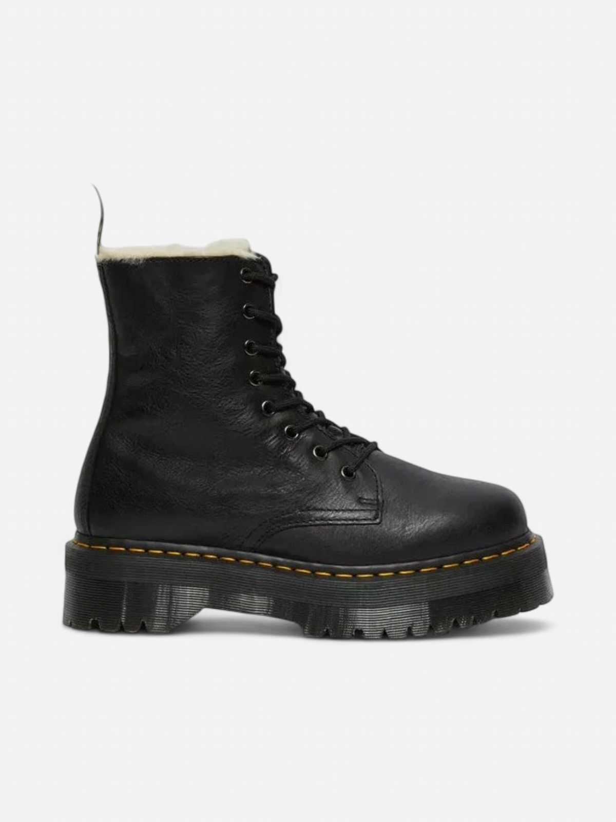 Dr. Martens naisten lämpövuorelliset platform maiharit, Jadon Faux Fur Lined Leather Platform Boots, Musta - Kekäle.fi