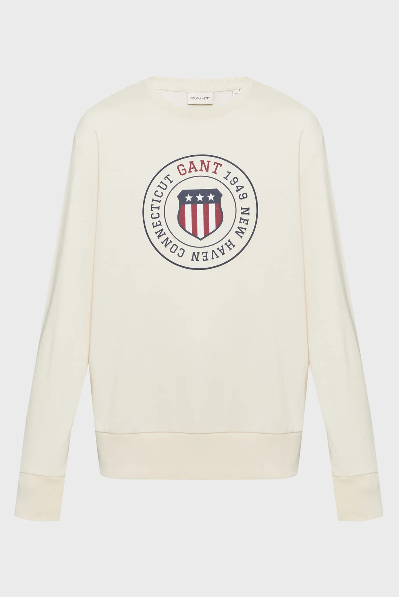 Gant miesten collegepusero Graphic C-Neck luonnonvalkoinen