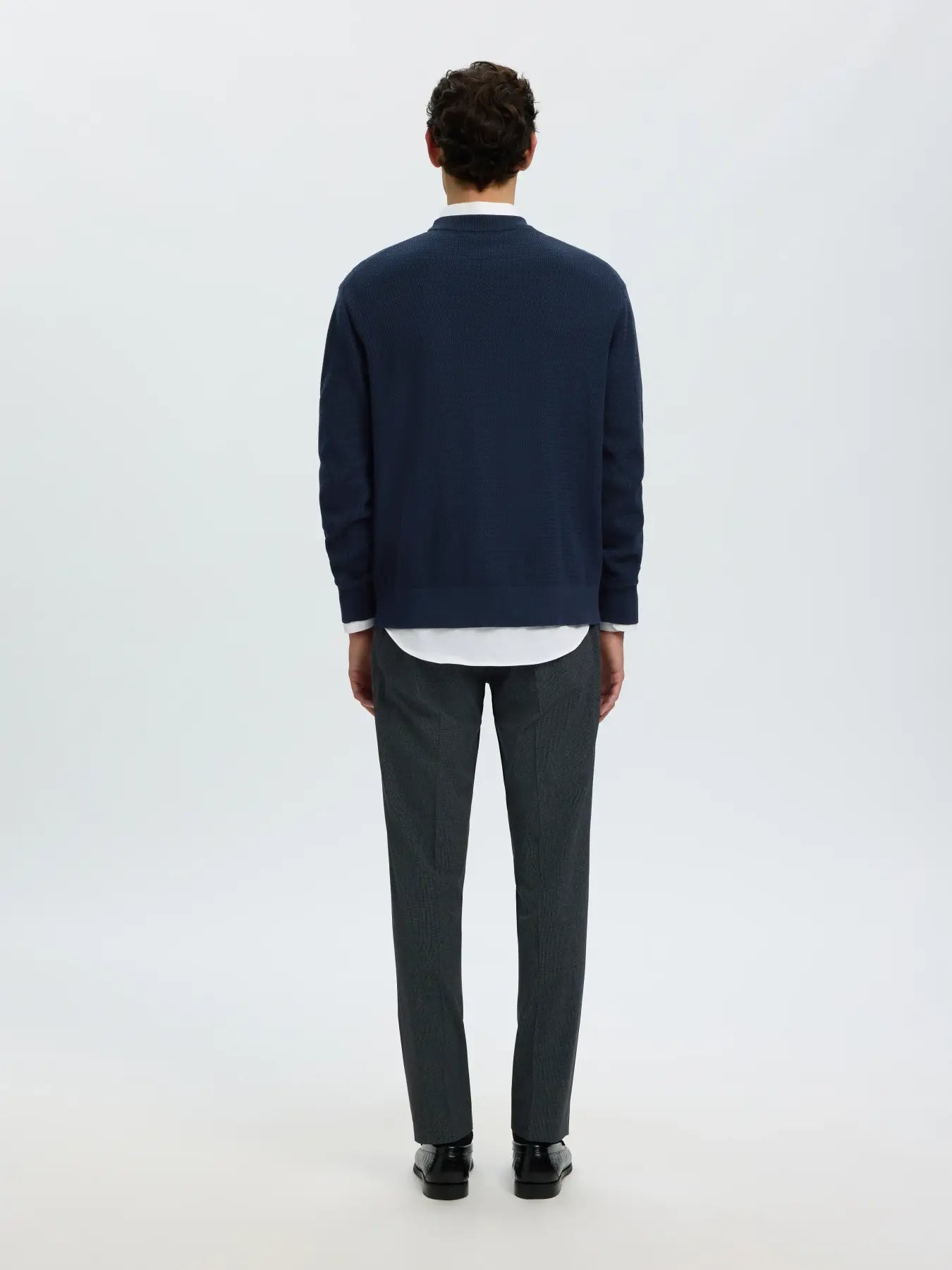 Selected miesten neulepusero Structure Crew Neck, Navy Blazer
