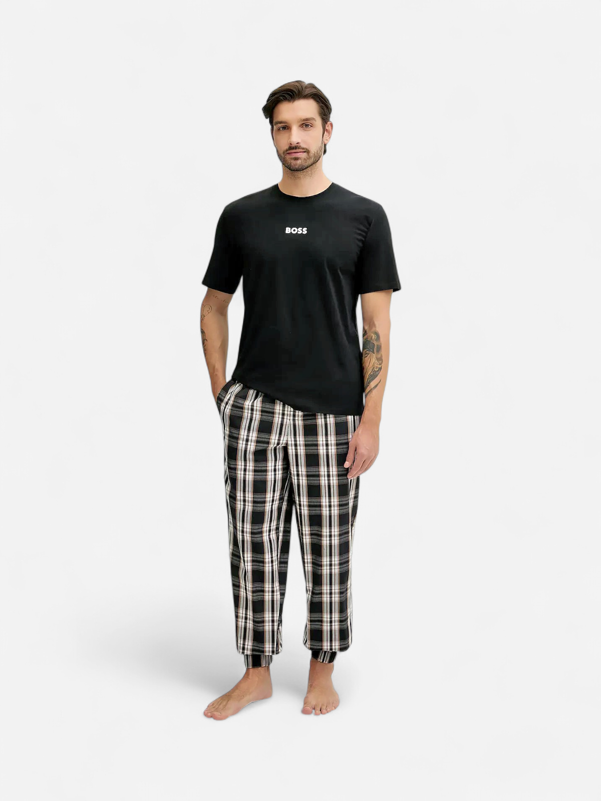 Hugo Boss Miesten Pyjamat ja yöasut Easy Long Set T-shirt musta - Kekäle.fi