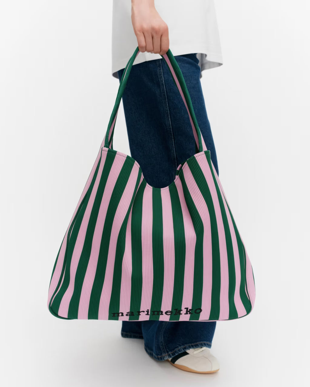 Marimekko olkalaukku Knitted Bag Large Merirosvo, vaaleanpunainen kuosi