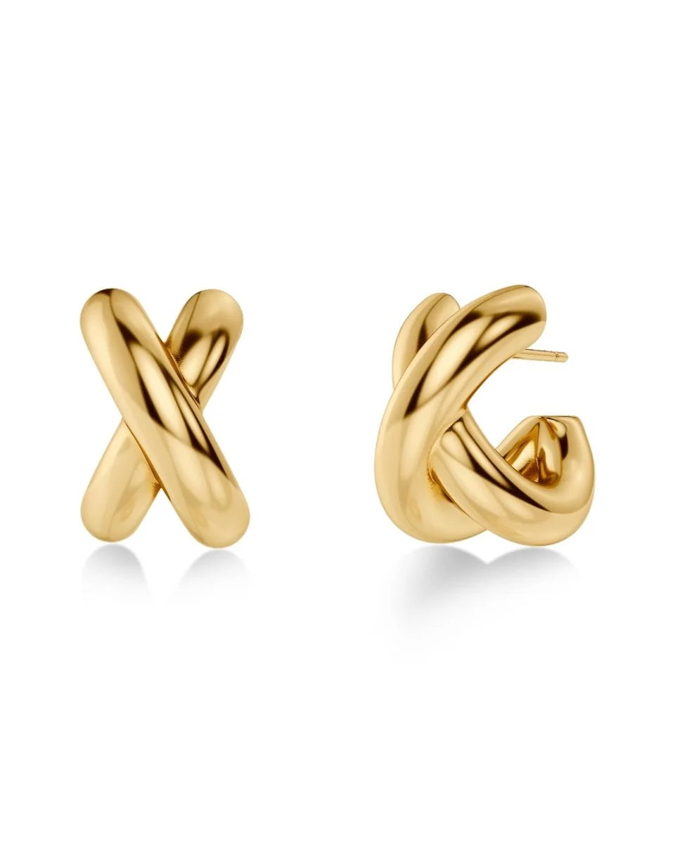 Edblad korvakorut Alexa Hoops L, Gold pleated