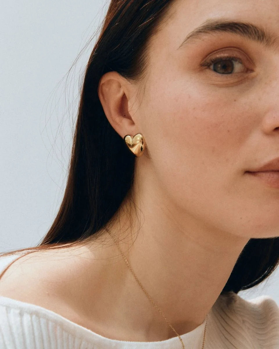 Edblad korvakorut, BARLEY HEART STUDS L GOLD Kullankeltainen