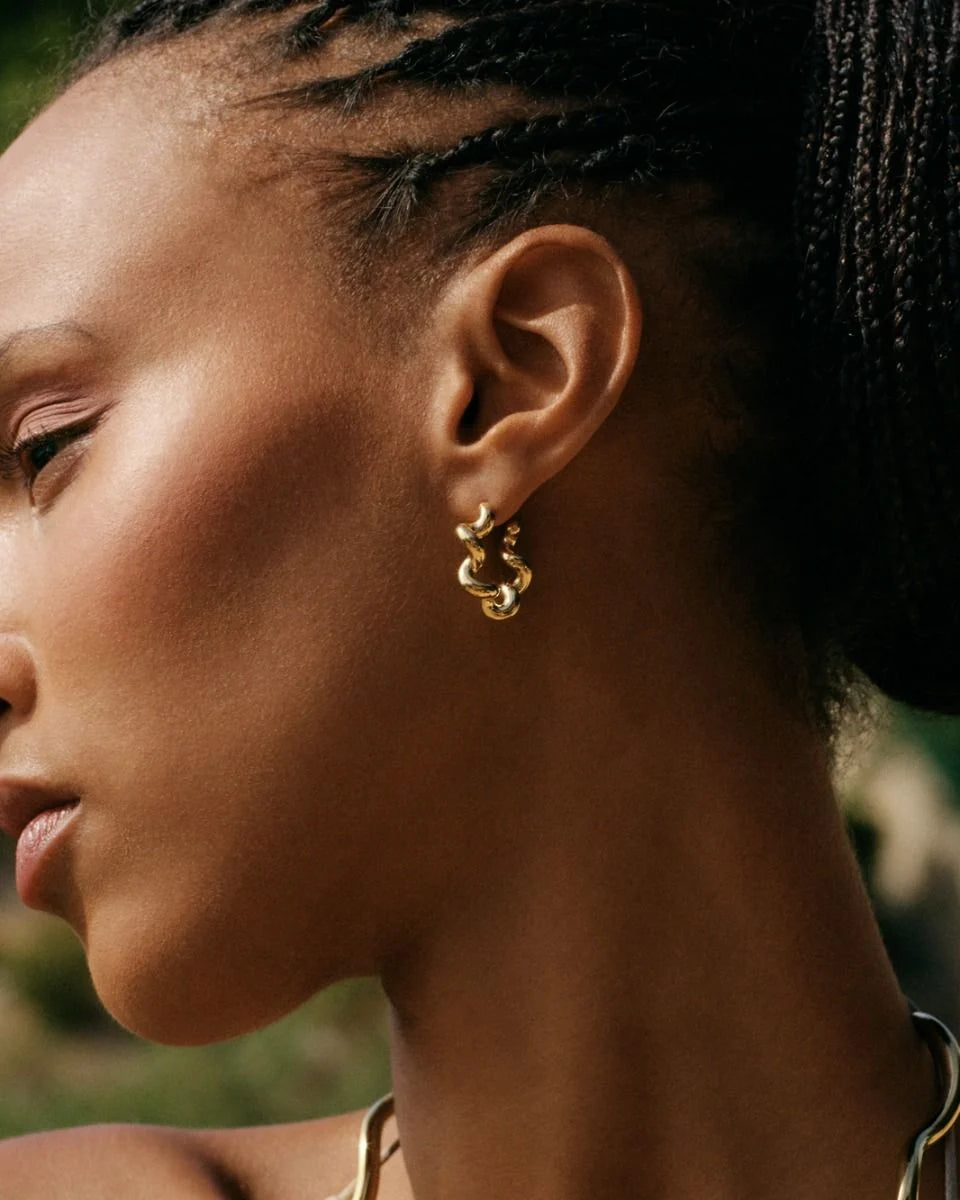 Edblad naisten korvakorut Spiral Hoops L Gold, Gold pleated