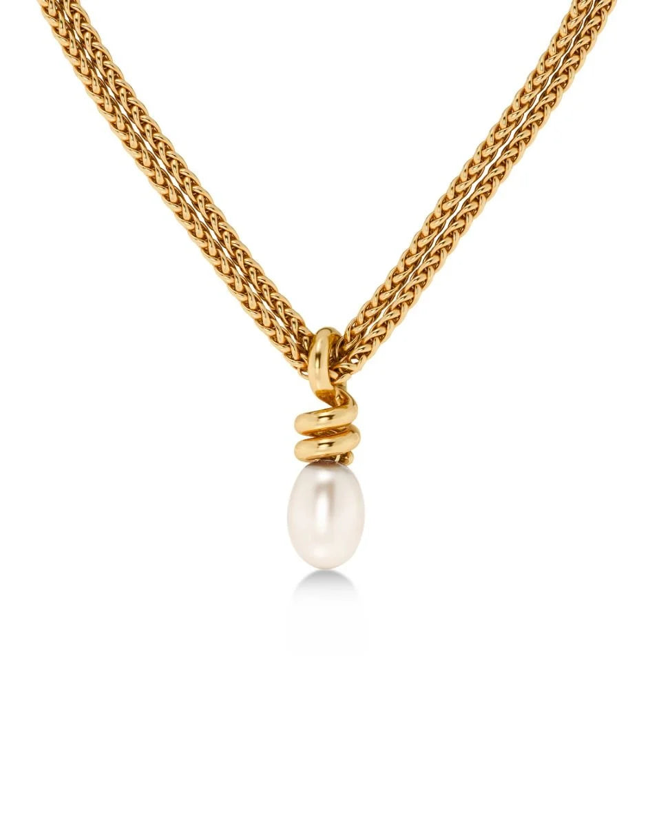 Edblad kaulakoru Swivel Necklace Pearl L, Gold pleated