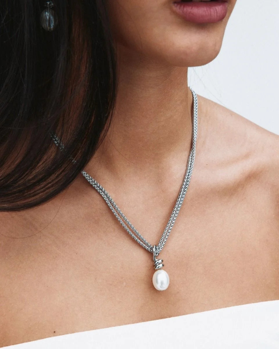 Edblad kaulakorut Swivel Necklace Pearl L Steel, Stainless steel