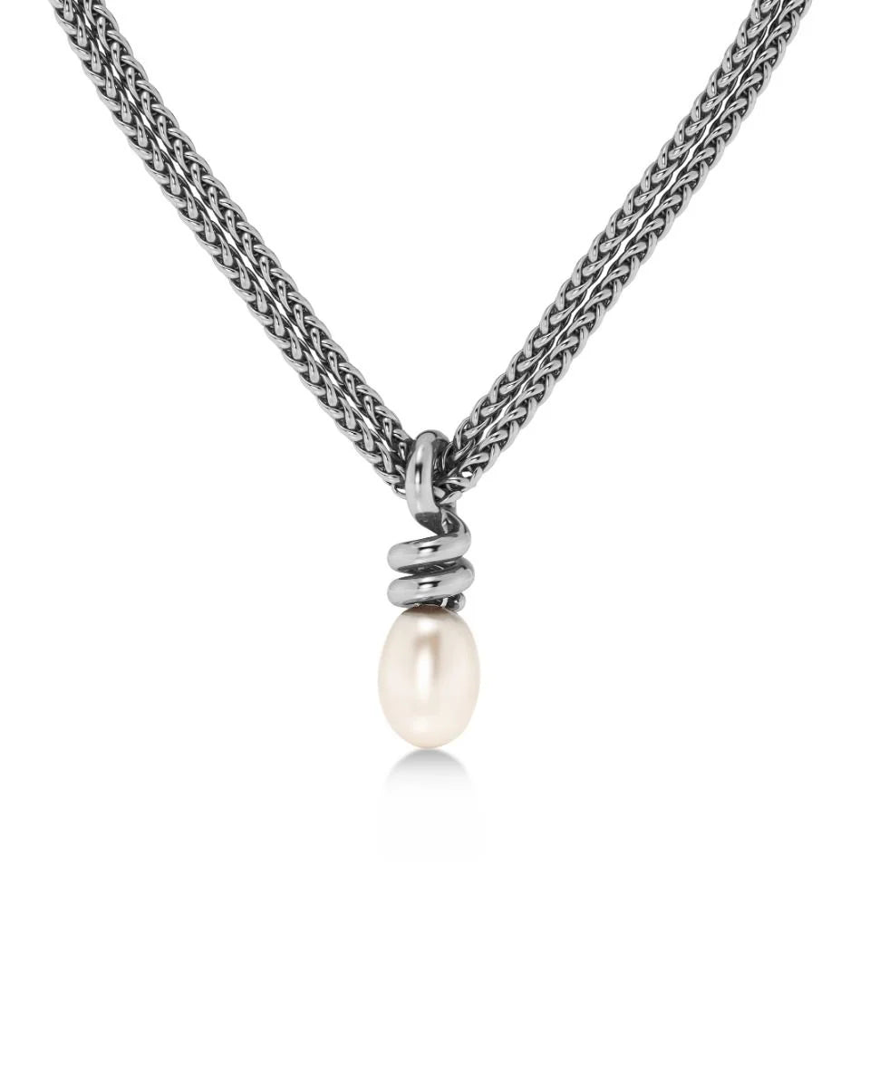 Edblad kaulakorut Swivel Necklace Pearl L Steel, Stainless steel