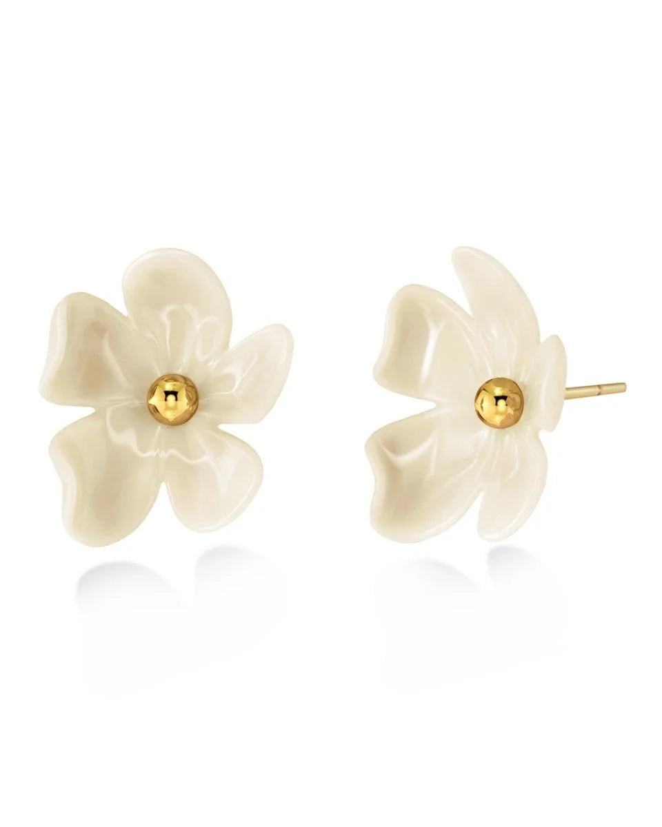 Edblad naisten korvakorut Wildflower Studs Offwhite Gold, Gold pleated