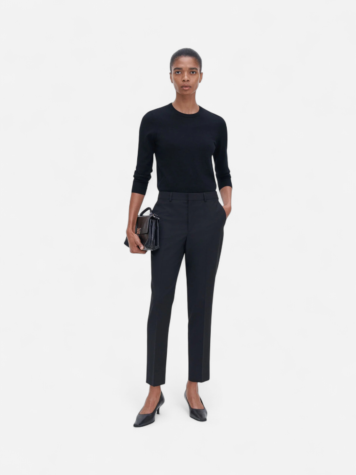 emma cropped cool wool trouser MUSTA - Kekäle.fi
