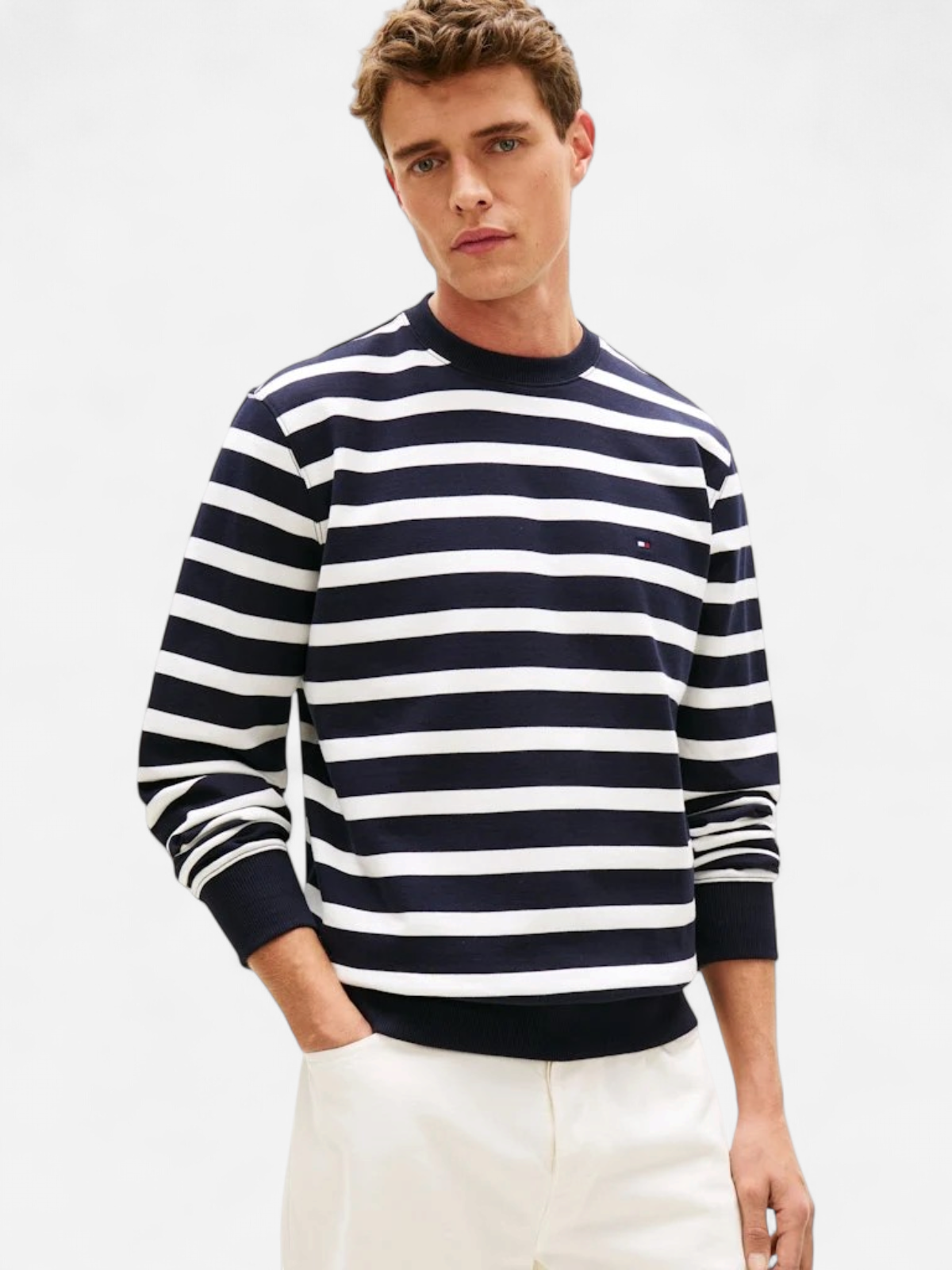 Tommy Hilfiger miesten collegepaita ESS Terry Block STP Sweatshirt, raidallinen sininen - Kekäle.fi