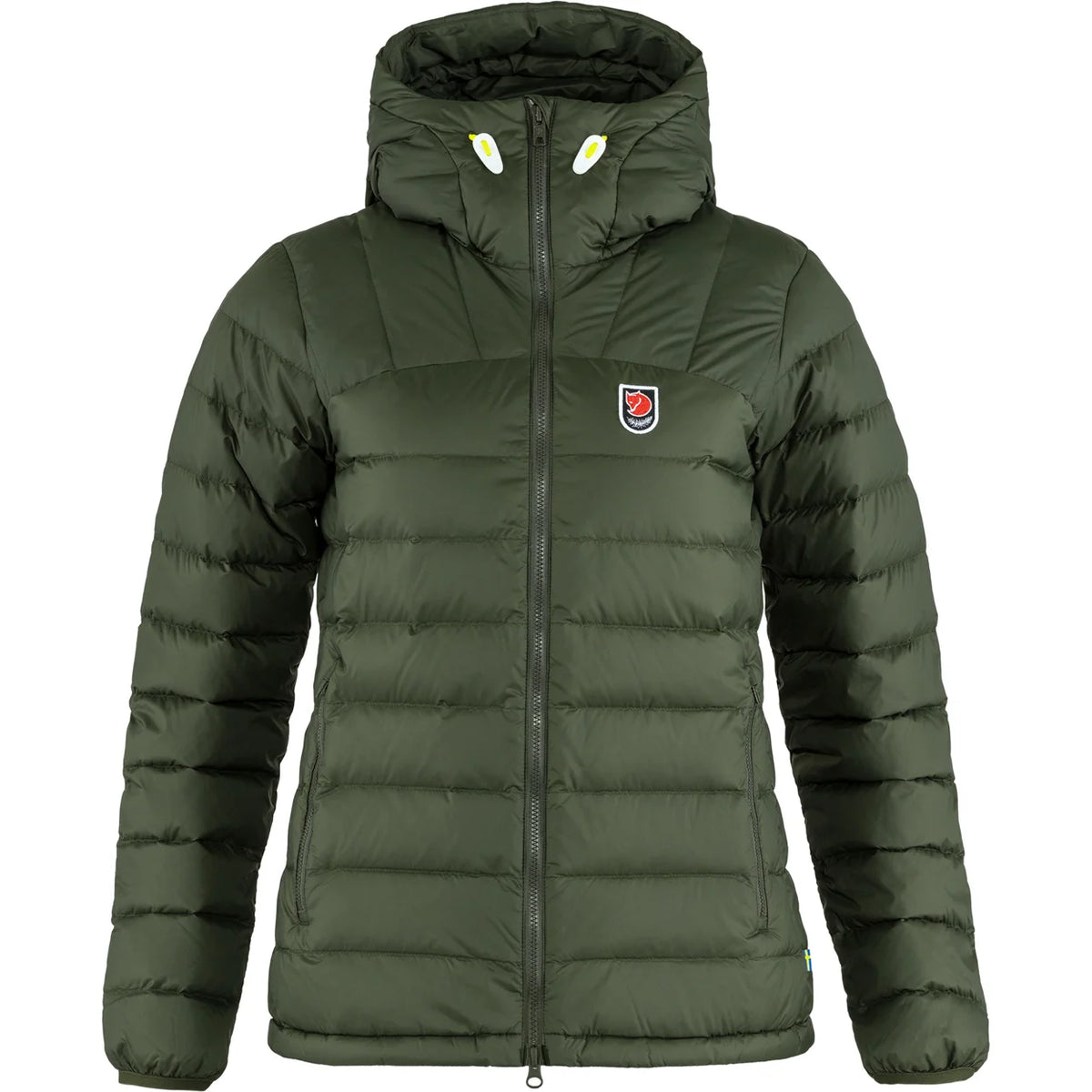 Fjällräven naisten untuvatakki Expedition Pack Down Hoodie, tummanvihreä