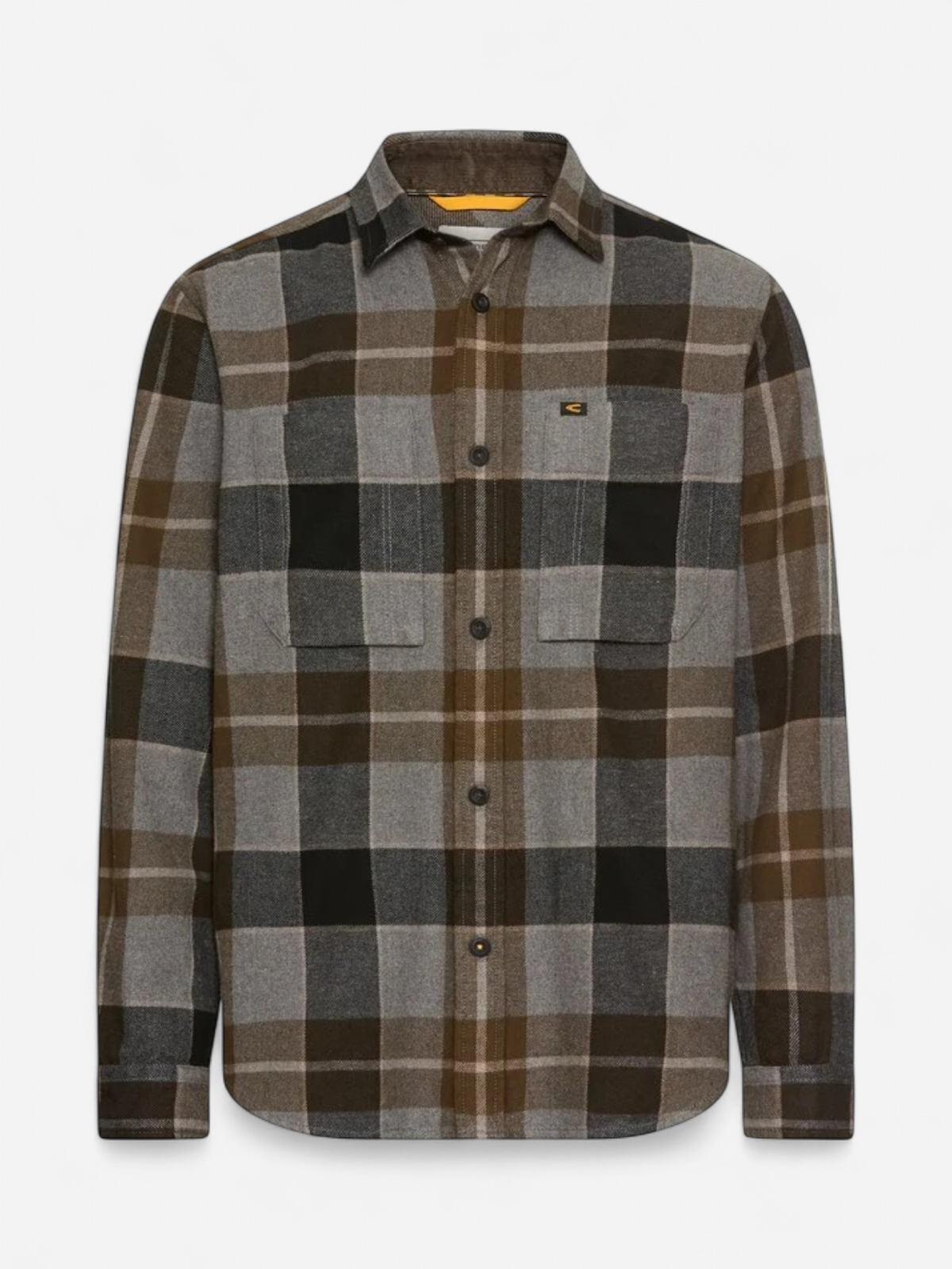 Camel Active miesten kauluspaita Flannel shirt with contrast details and chest pockets, musta - Kekäle.fi