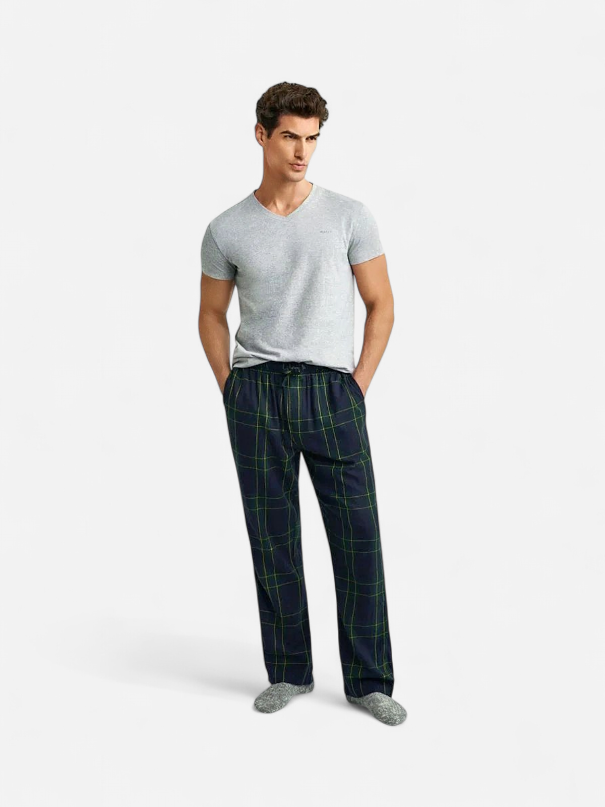 Gant miesten pyjamahousut Flannel Pant, sininen kuosi - Kekäle.fi