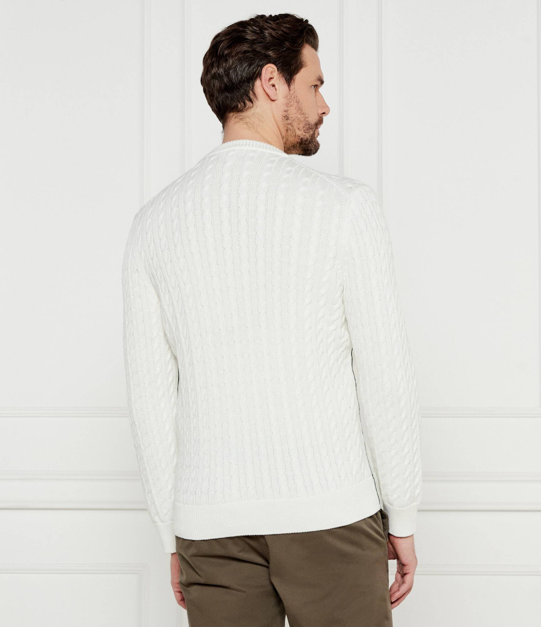 Lacoste miesten neulepusero Cable Knit Cotton Sweater, valkoinen