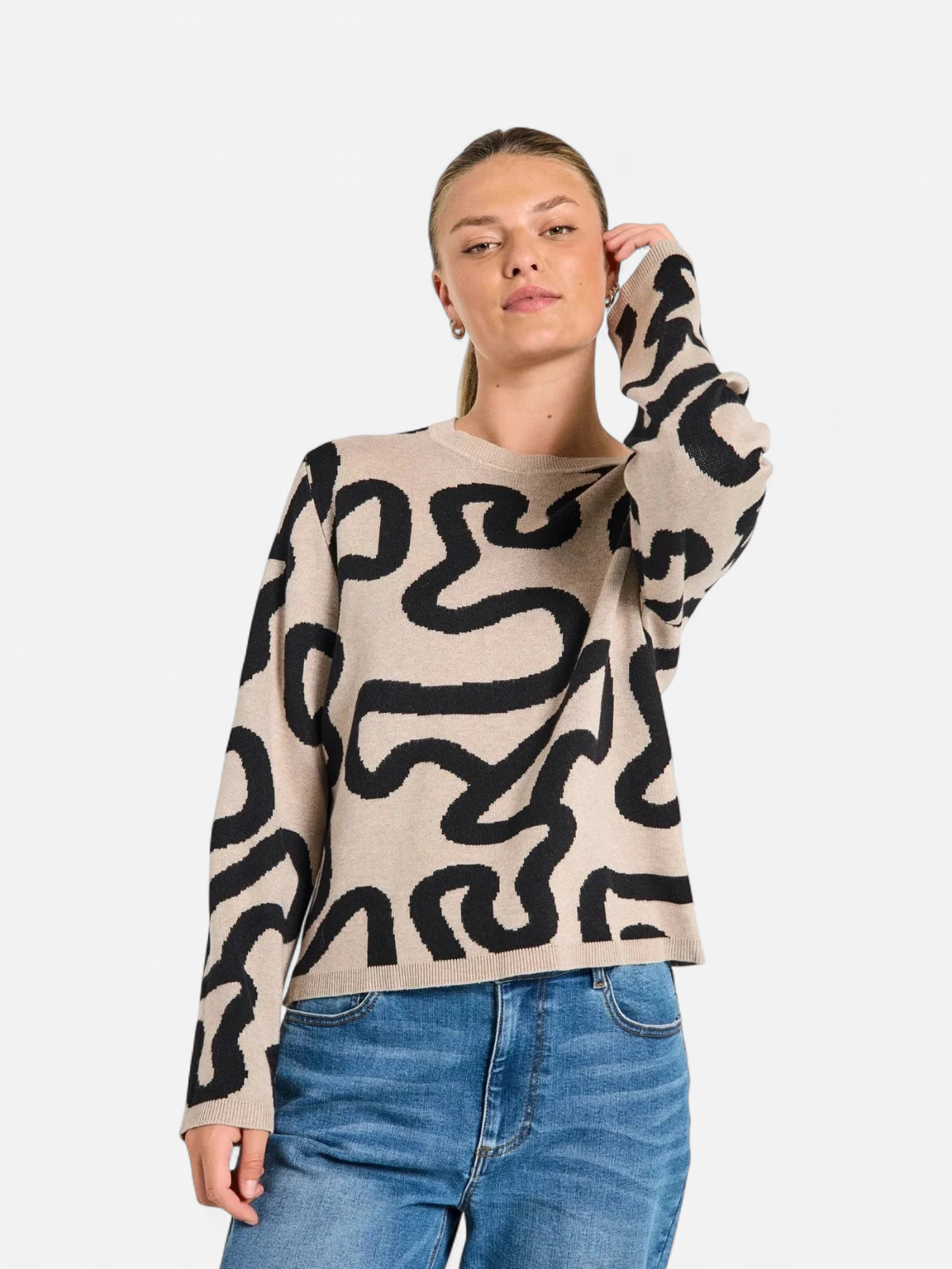 Freequent Naisten Neule, ANI PULLOVER Beige Kuosi - Kekäle.fi