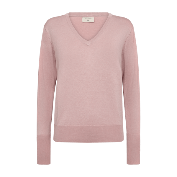 freequent-naisten-neule-katie-pullover-v-neck-vaaleanpunainen-1