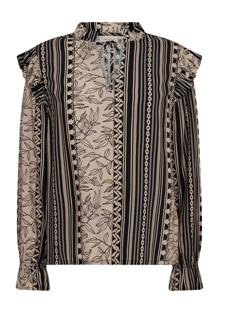 freequent-naisten-pusero-tidy-blouse-musta-kuosi-2