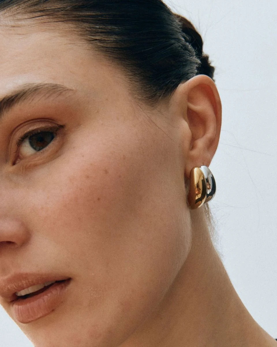 Edblad korvakorut, FURO DUO CREOLES MIXED Hopeanharmaa