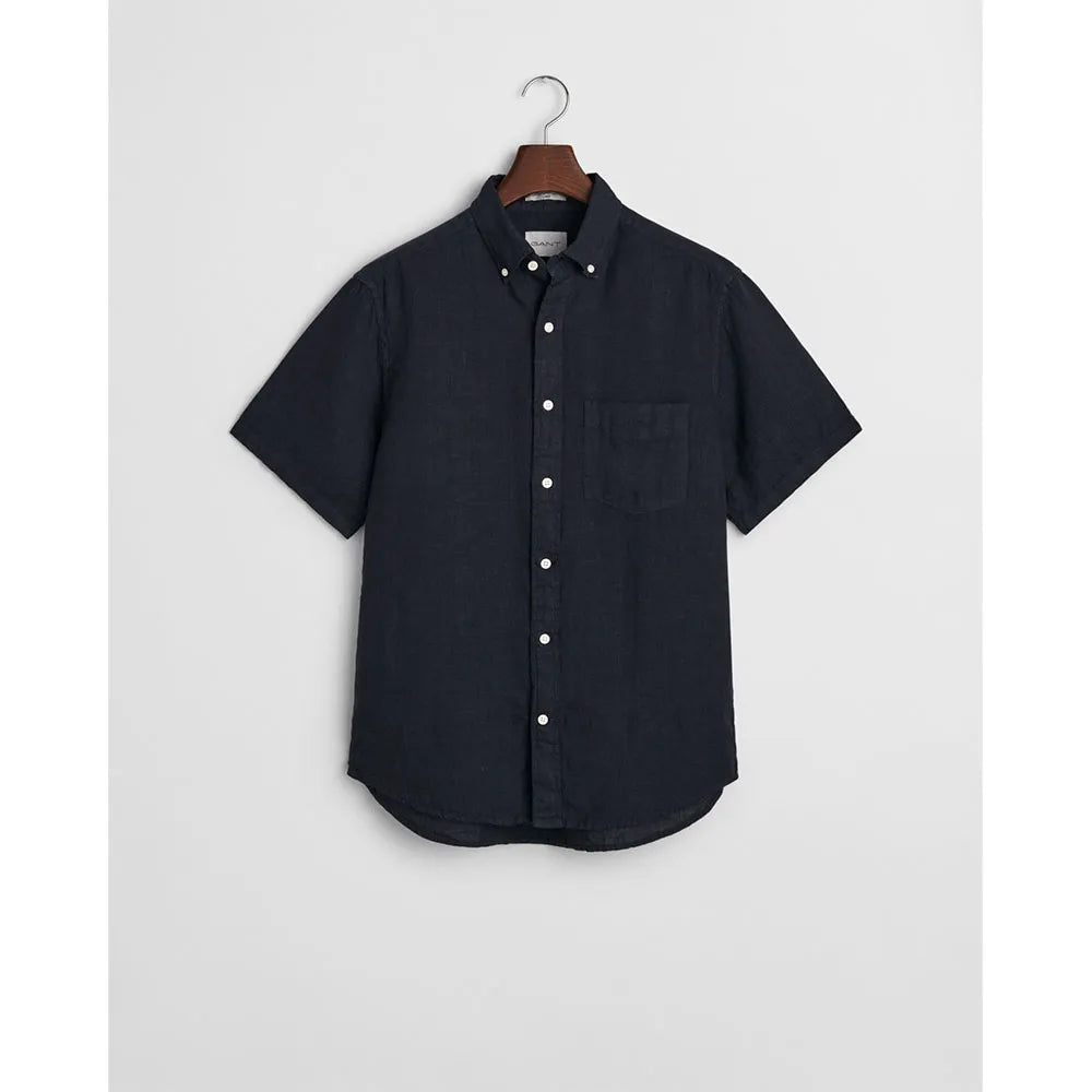 Gant miesten lyhythihainen kauluspaita Reg Linen Shirt, tummansininen