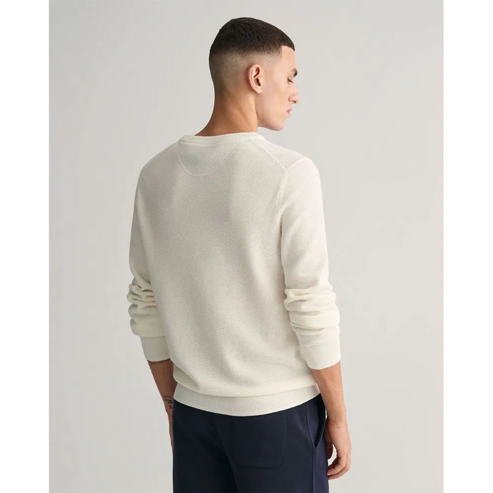 Gant miesten neulepusero K Cotton Pique C-Neck, kerma