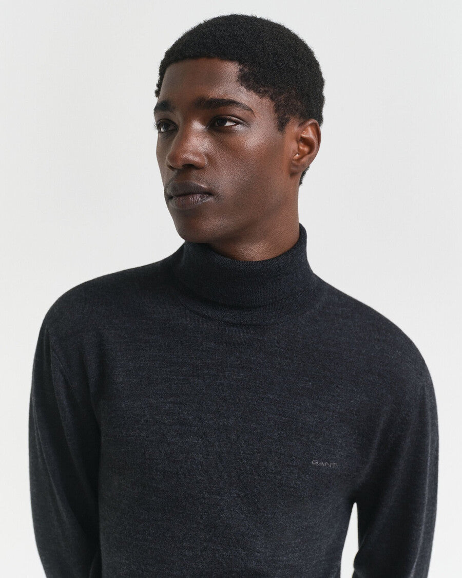 Gant miesten neulepusero Extrafine Merino Wool Turtleneck, harmaa