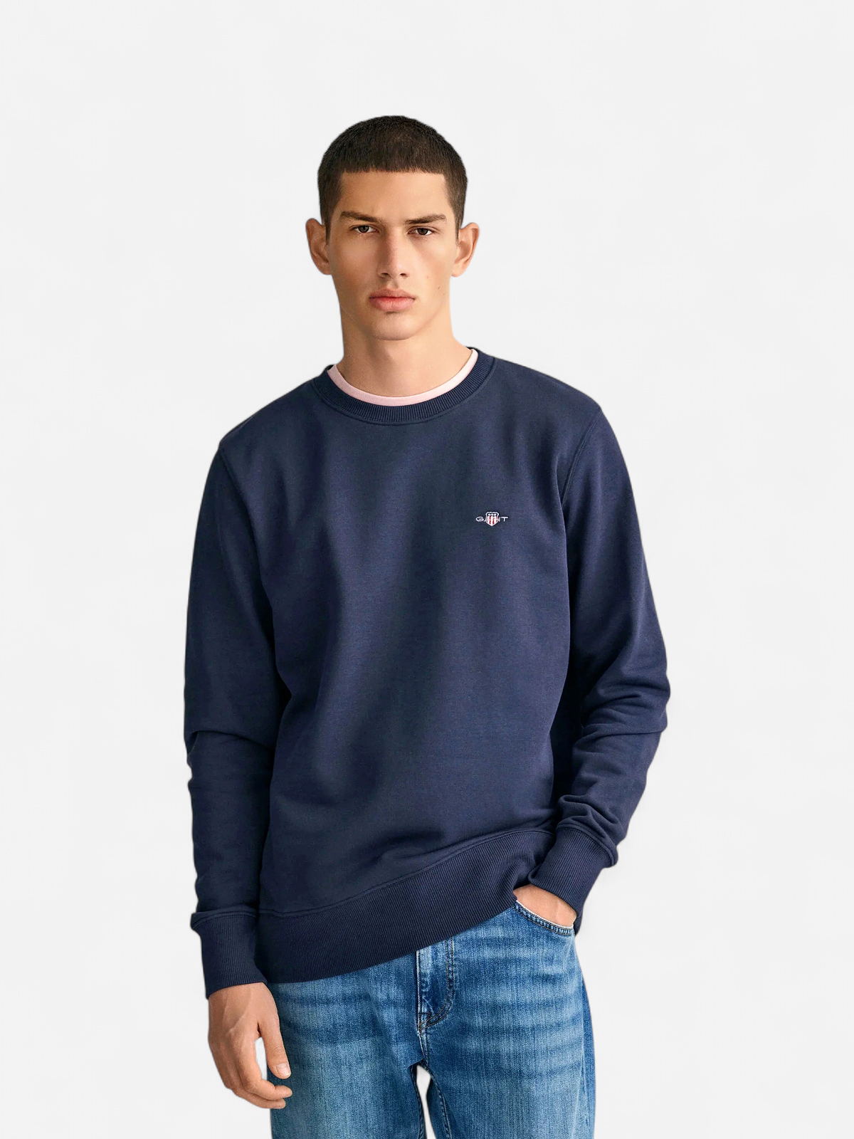 Gant Miesten Collegepaita, REG SHIELD C-NECK Tummansininen - Kekäle.fi