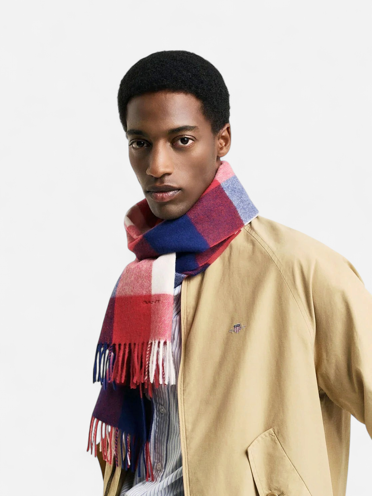 Gant Miesten Huivi, CHECK MERINO WOOL SCARF Punainen Ruutu - Kekäle.fi