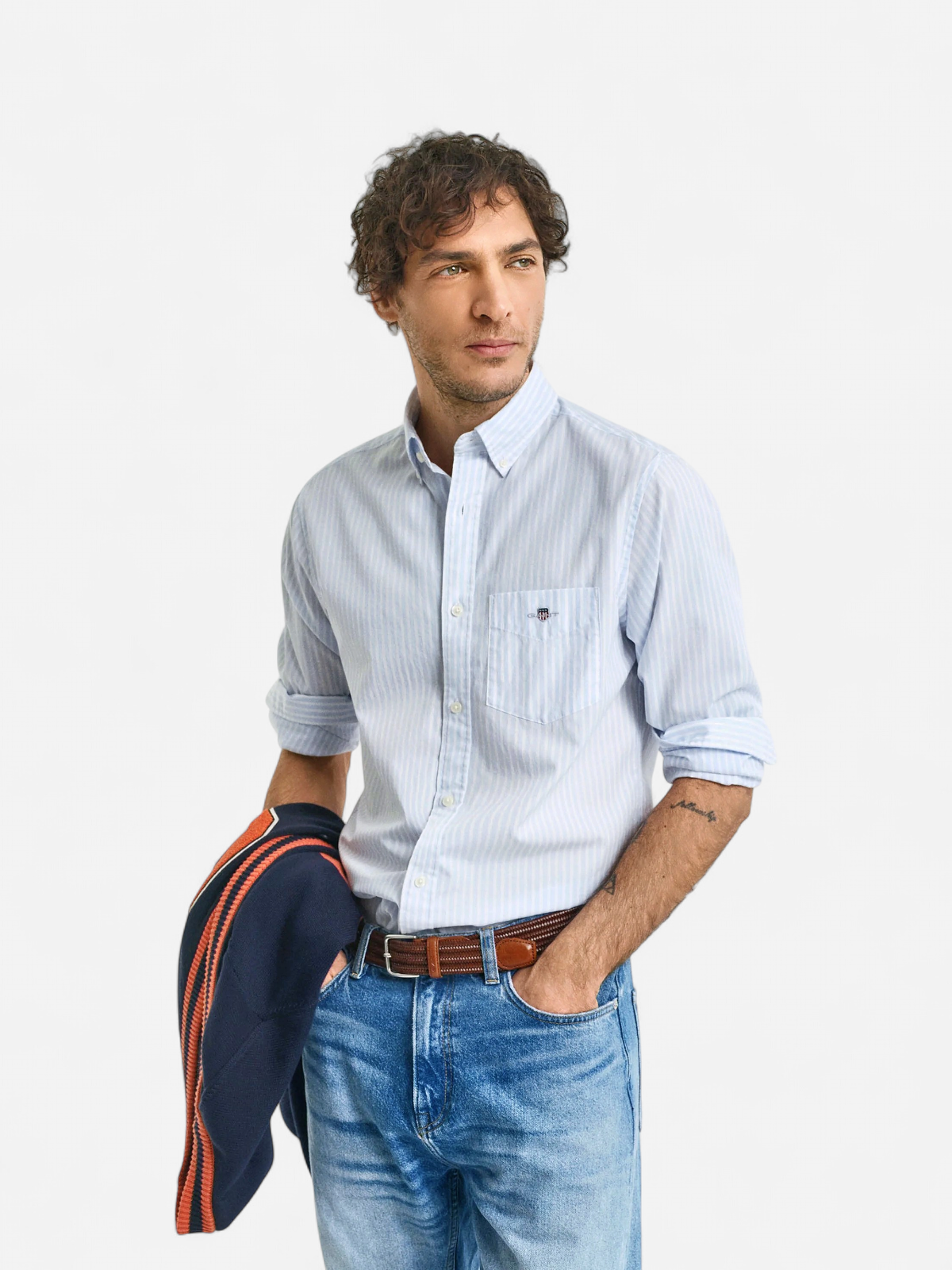 Gant miesten kauluspaita, REG CLASSIC POPLIN STRIPE Raidallinen Sininen - Kekäle.fi