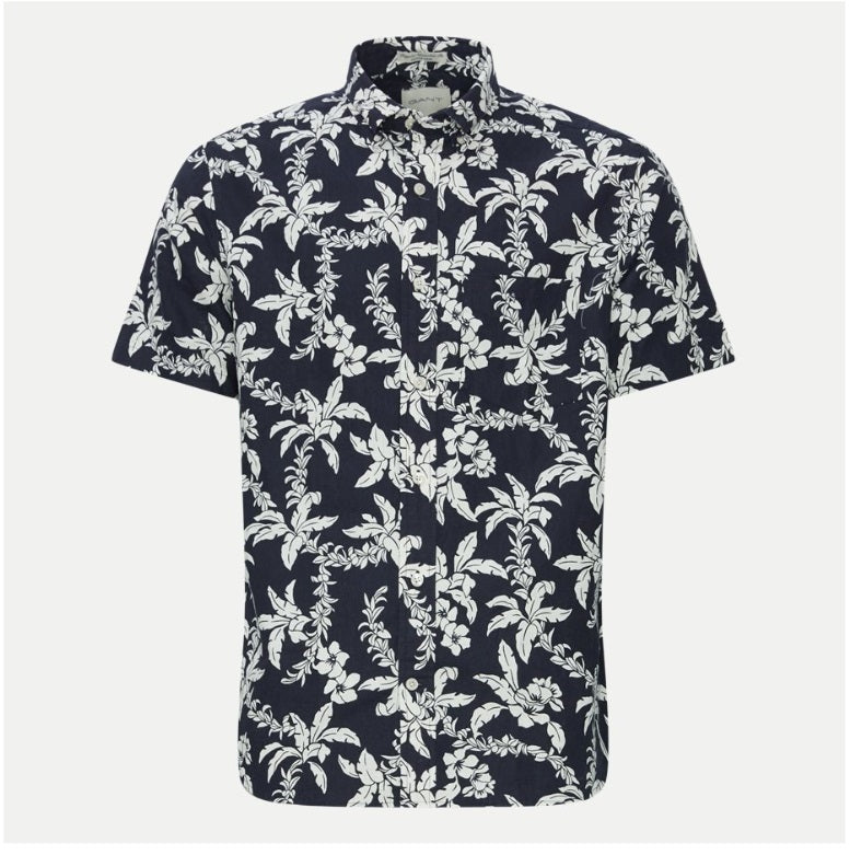 gant-miesten-kauluspaita-regular-cotton-linen-palm-sininen-kuosi-1