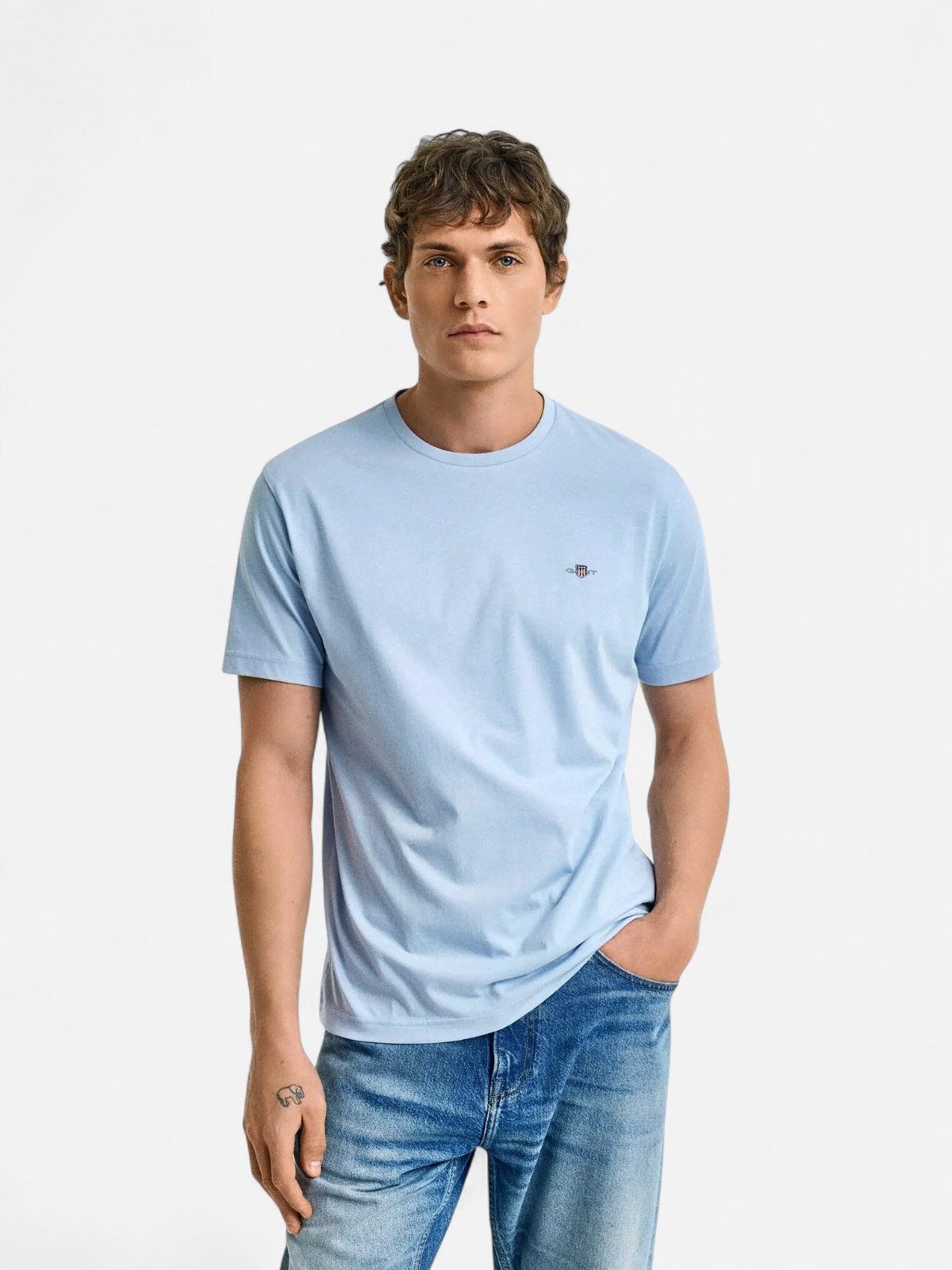 Gant miesten t-paita, REG SHIELD SS T-SHIRT Vaaleansininen - Kekäle.fi