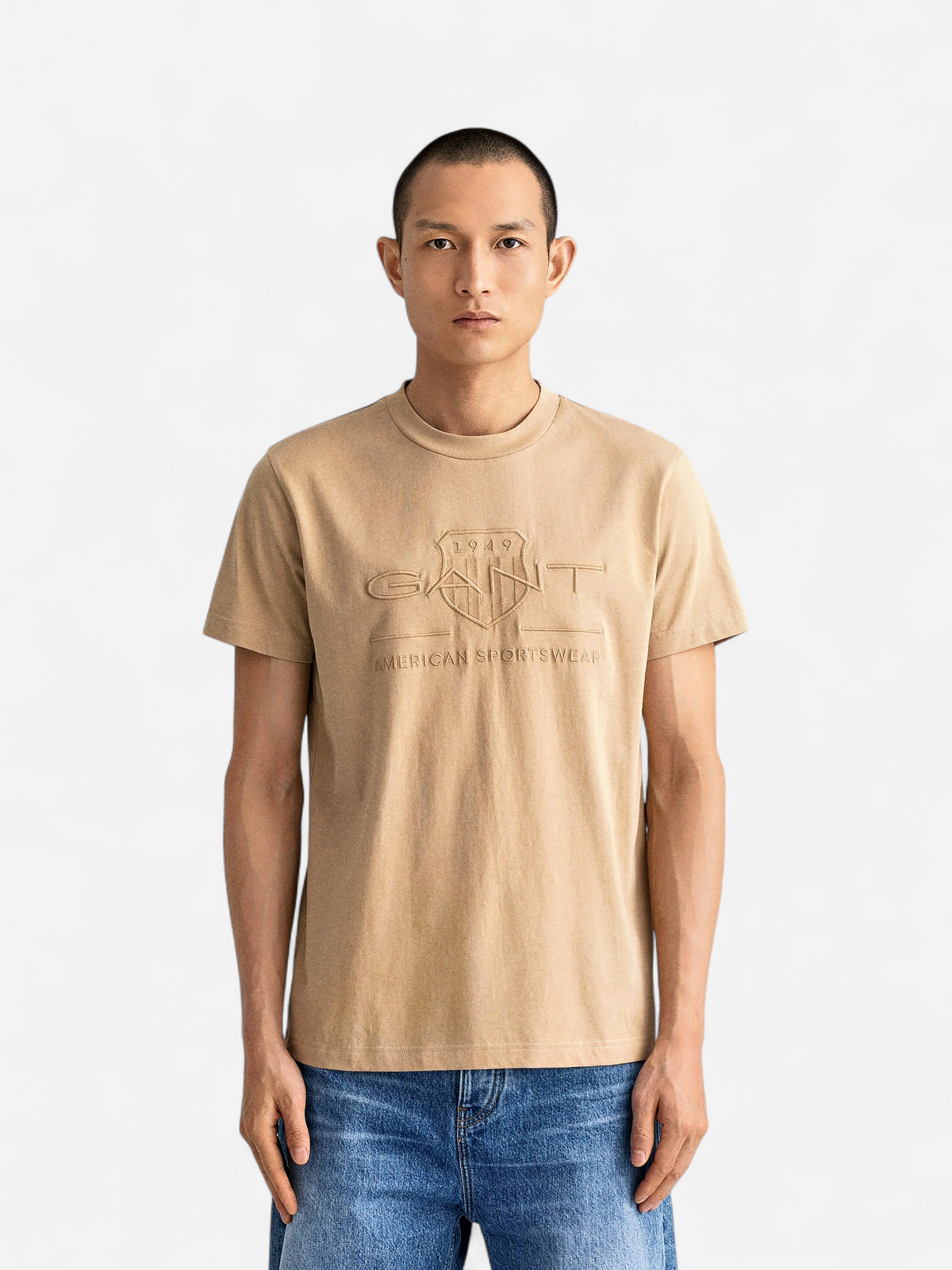Gant Miesten T-paita, TONAL ARCHIVE SHIELD T-SHIRT Beige - Kekäle.fi