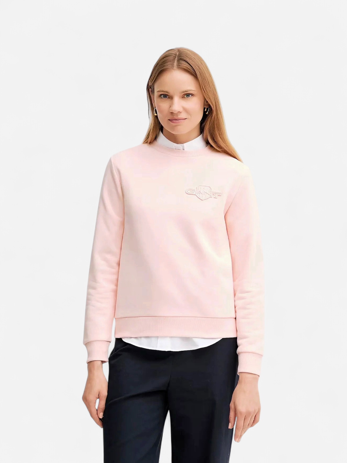 Gant naisten collegepusero, REG TONAL SHIELD C-NECK SWEAT Vaaleanpunainen - Kekäle.fi