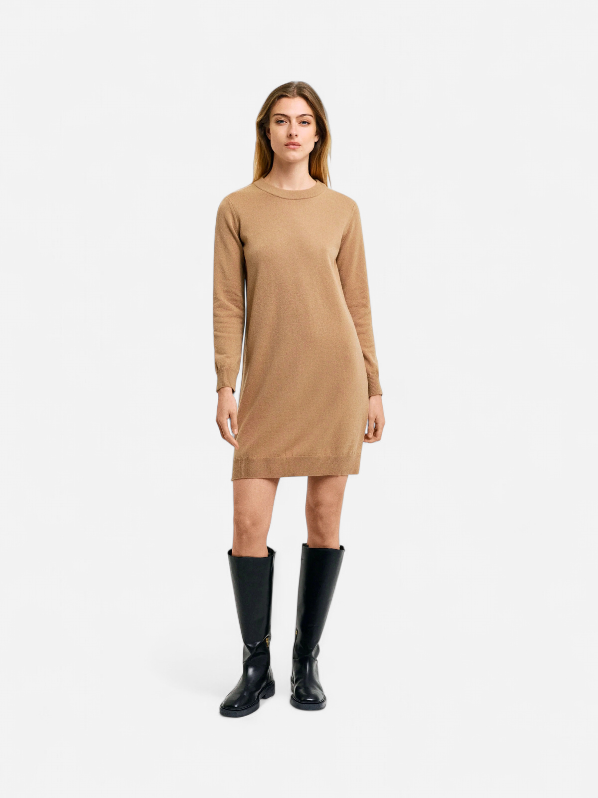 Gant naisten mekko, SUPERFINE LAMBSWOOL DRESS Vaalea Beige - Kekäle.fi
