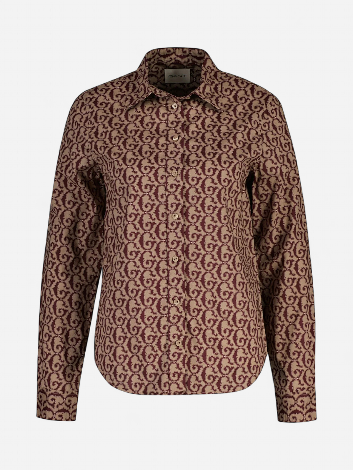 Gant naisten paitapusero, REG G PRINT COT VOILE SHIRT Kuosillinen Beige - Kekäle.fi