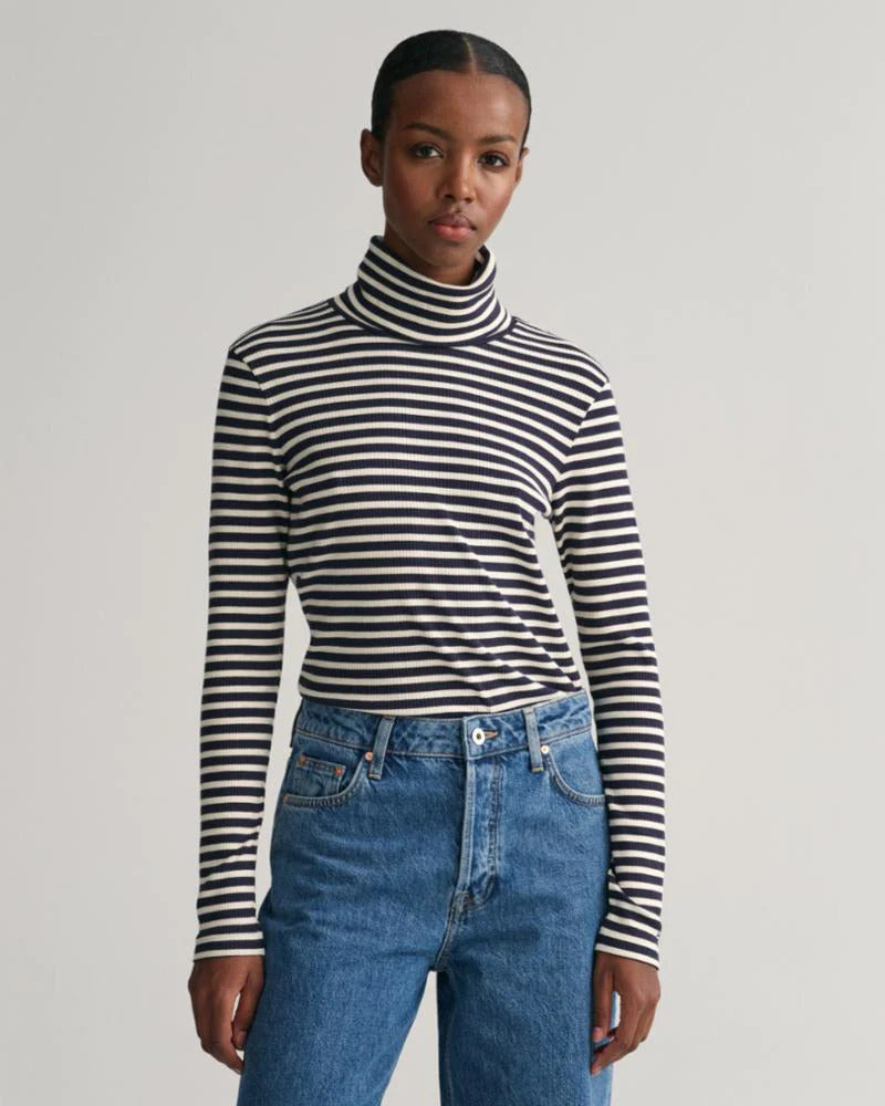 gant-naisten-poolopaita-slim-striped-ribbed-turtleneck-raidallinen-sininen-1