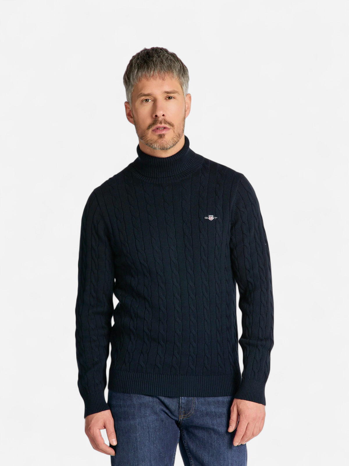 Gant neule, COTTON CABLE TURTLE NECK Tummansininen - Kekäle.fi
