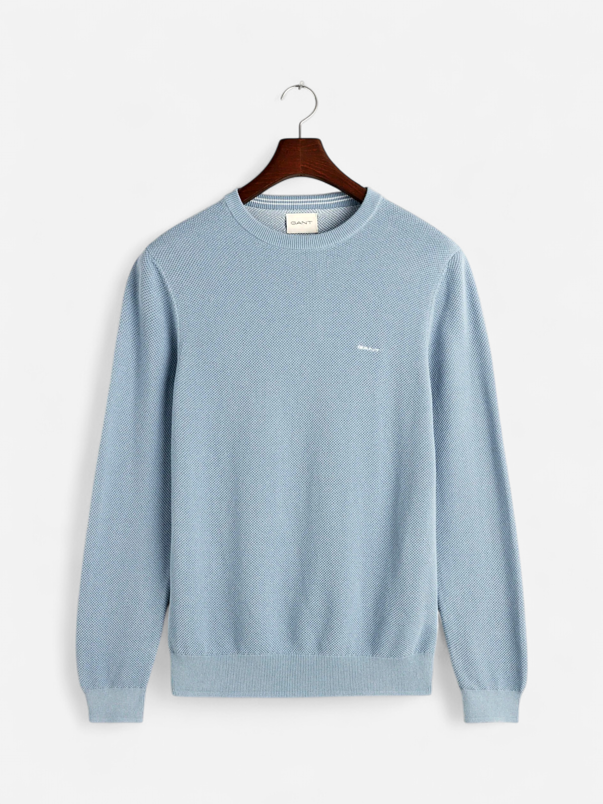 Gant neule, COTTON PIQUE C-NECK Vaaleansininen - Kekäle.fi