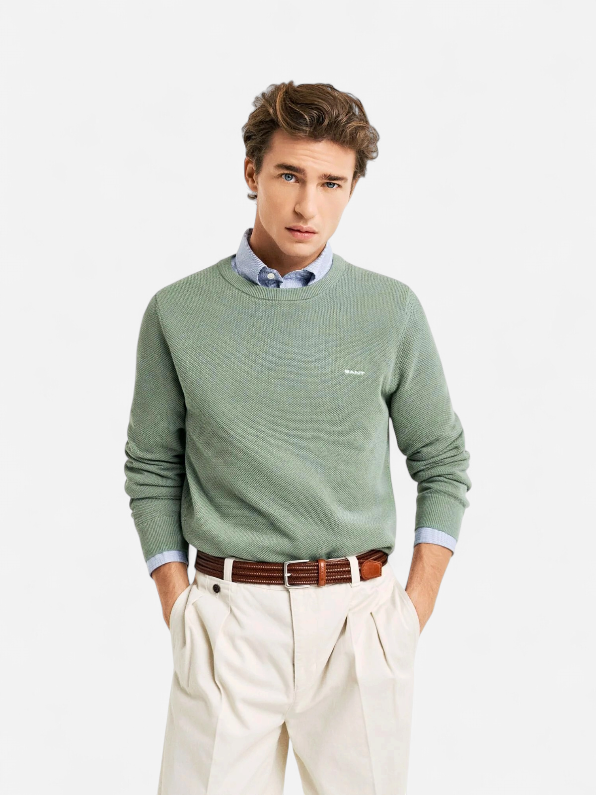 Gant neule, COTTON PIQUE C-NECK Vihreä - Kekäle.fi