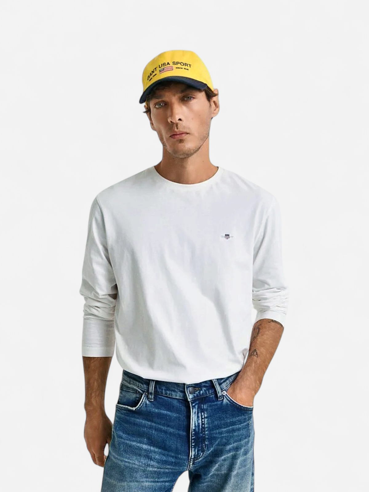 Gant t-paita, REG T LS T-SHIRT Luonnonvalkoinen - Kekäle.fi