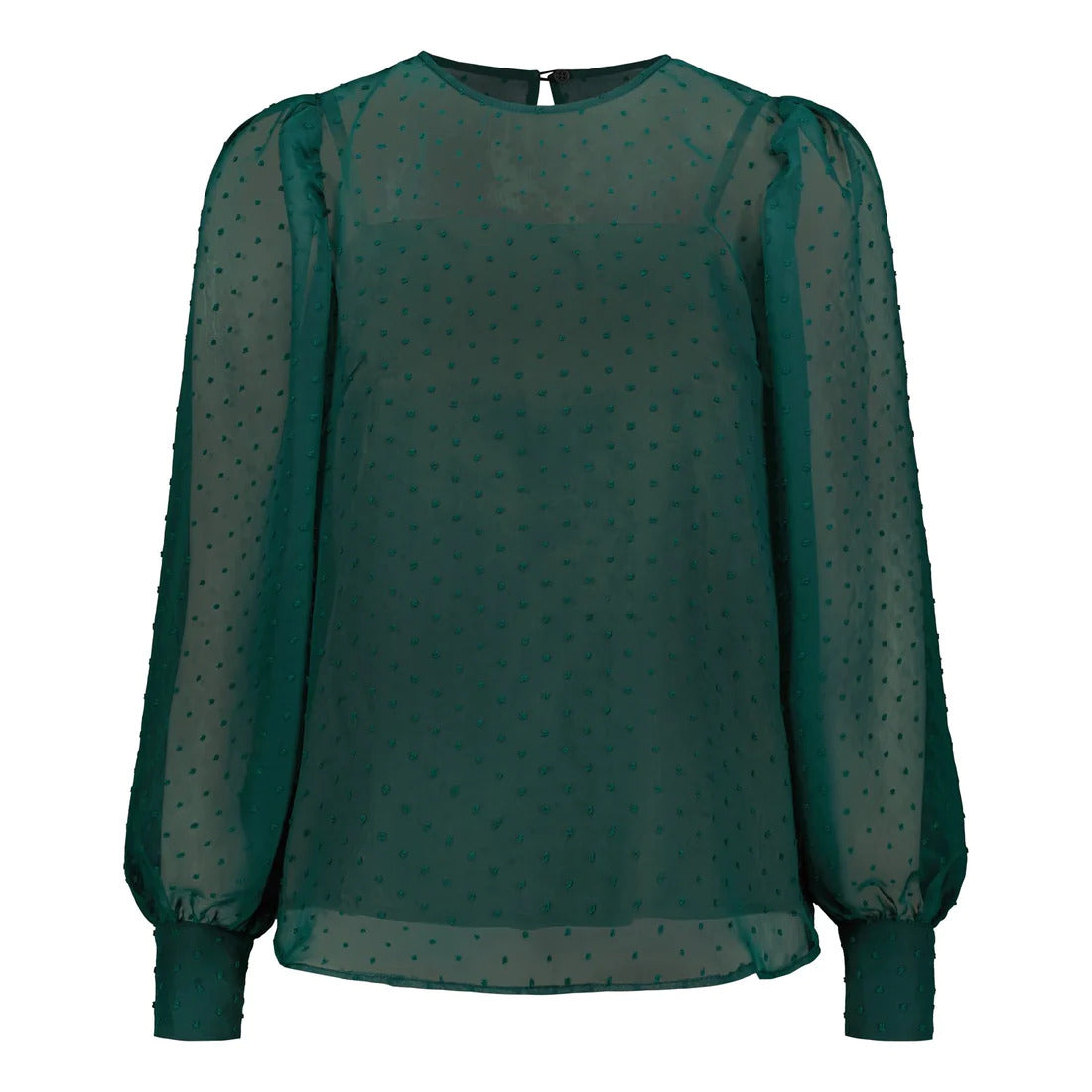 gauhar-helsinki-pusero-tulle-sleeve-shirt-bottle-green-tummanvihrea-1