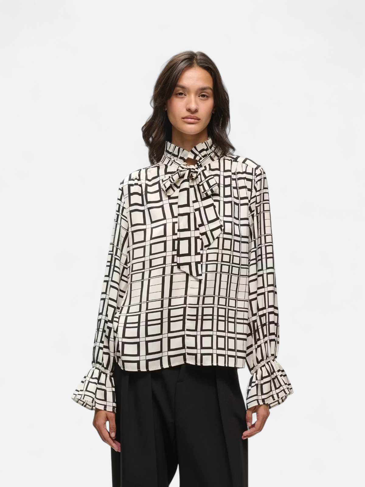 GRACIEIW PRINTED BLOUSE SQUARED TILES - Whit - Kekäle.fi