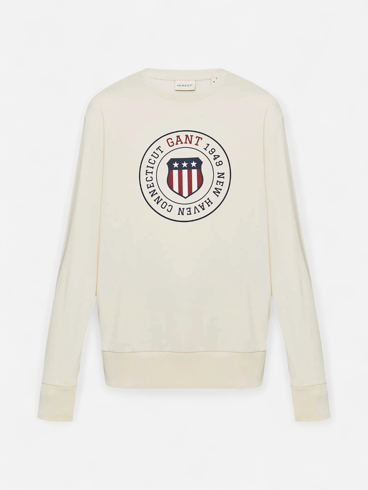 Gant miesten collegepaita Graphic C-Neck, luonnonvalkoinen - Kekäle.fi