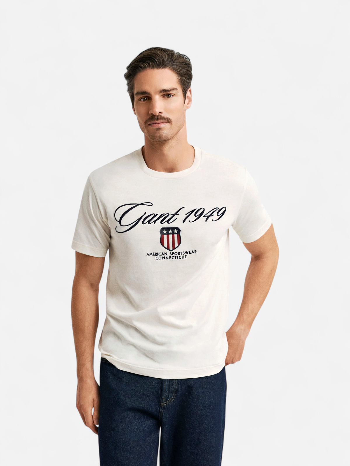 Gant miesten t-paita Graphic SS t-shirt, luonnonvalkoinen - Kekäle.fi