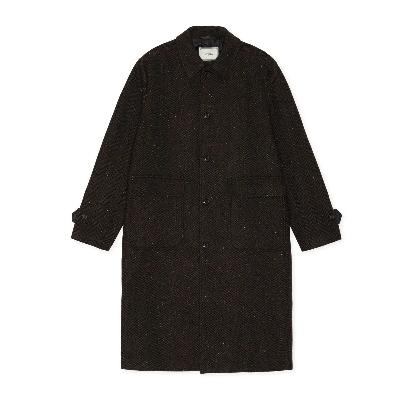 Les Deux miesten villakangastakki Herringbone Wool Coat, tummanruskea
