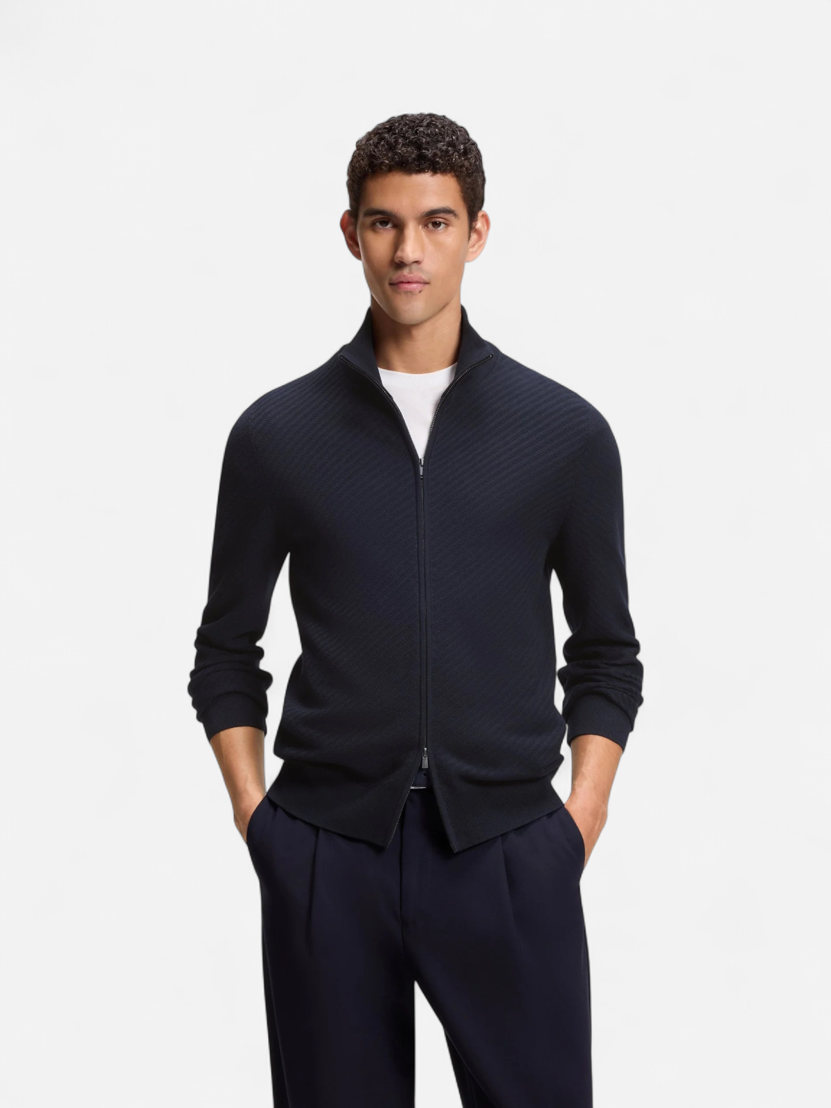 H-Loretti FULL ZIP KNIT TUMMANSININEN - Kekäle.fi